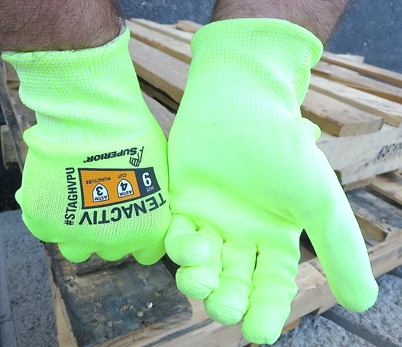 #S18TYAGGFN Superior Glove® TenActiv™ Hi-Viz Foam Nitrile Coated Gloves